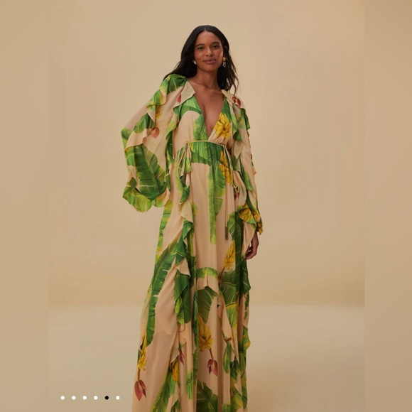 Farm Rio Beige Fresh Bananas Maxi Dress - Picture 4 of 10